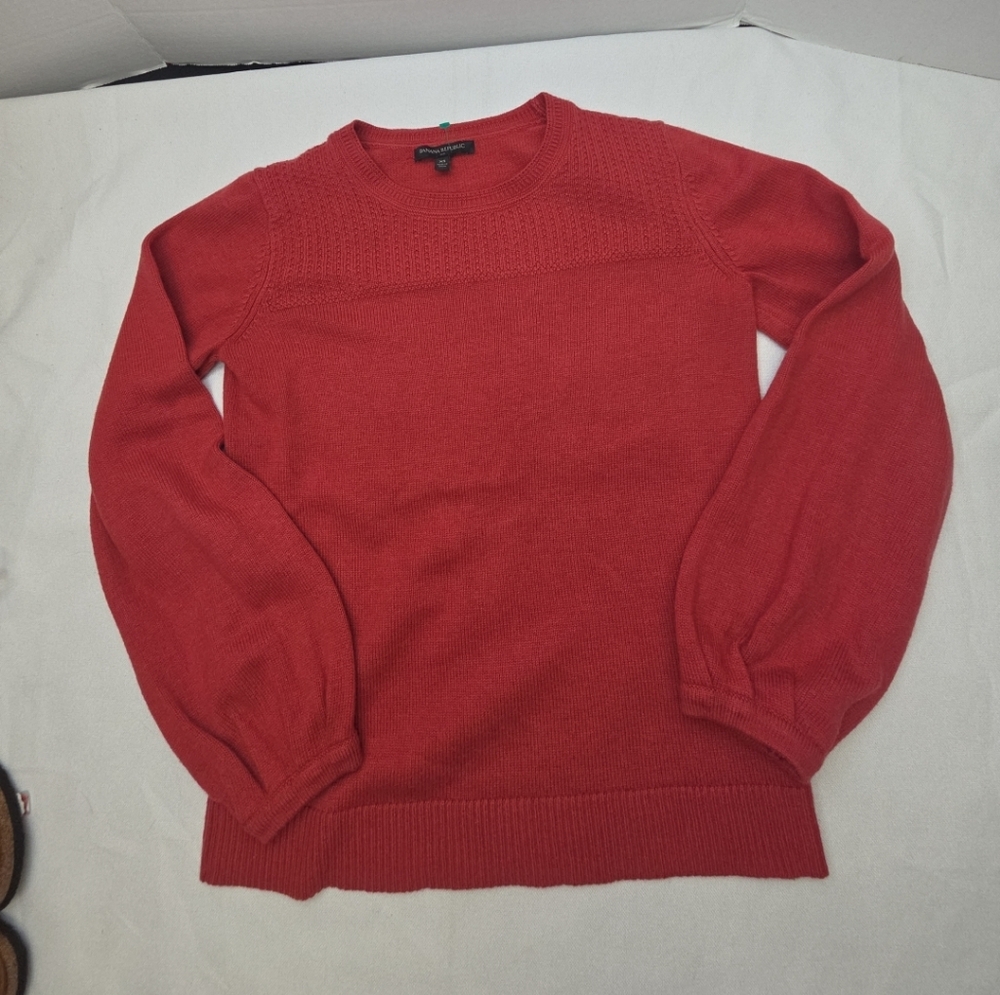 Banana Republic Pull Over Sweter  Crew Neckline Burnt Orange  Size XS Knit Detai